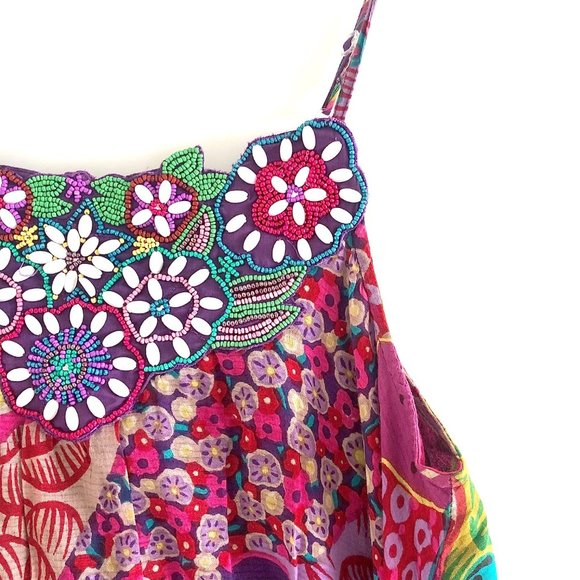 K Derhy Embroidered Floral Boho Cotton Dress - Picture 7 of 13